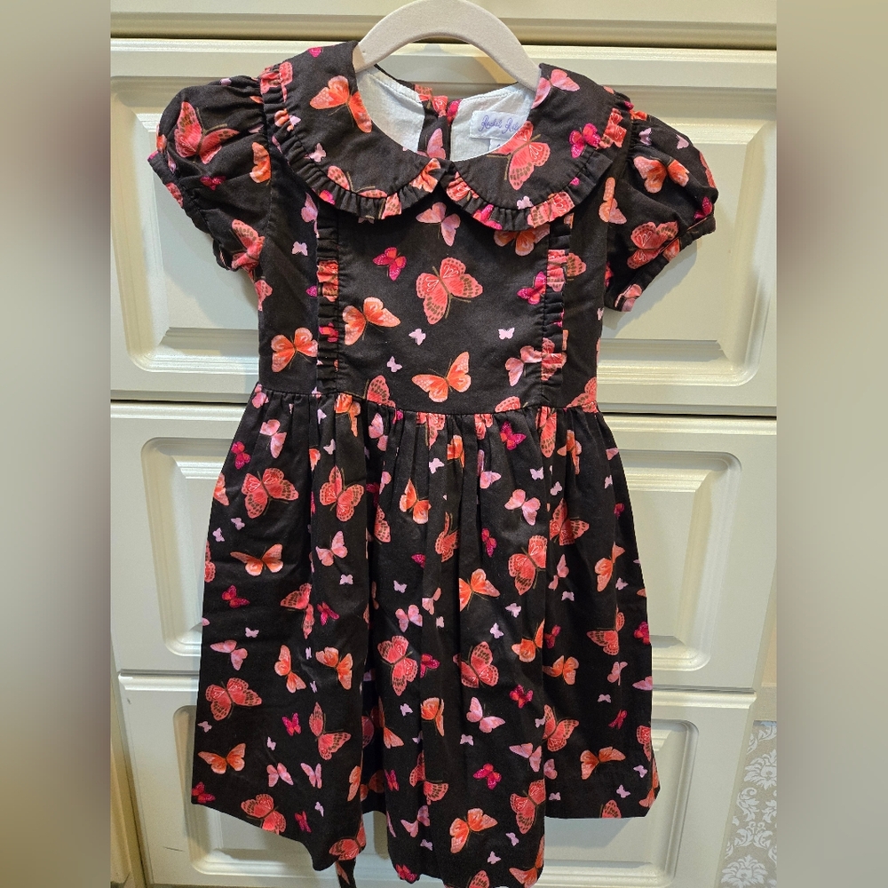 Rachel Riley Brown and Pink Butterfly Dress